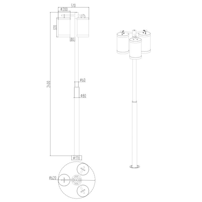 Roestkleurige staande buitenlamp met schemersensor modern, Sambesi, IP44