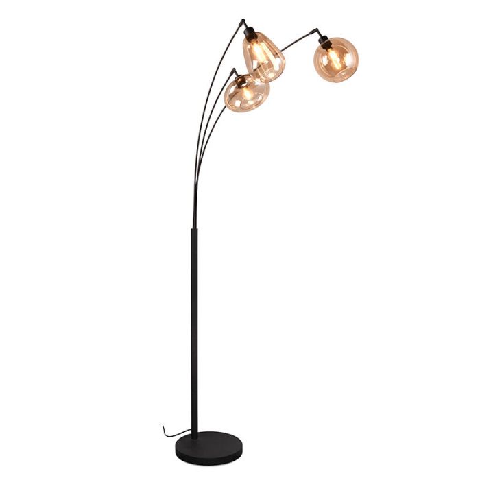 Amberkleurige vloerlamp design, Sybren, met schakelaar
