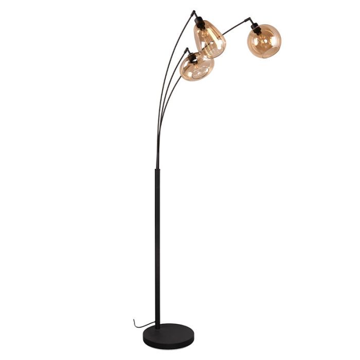 Amberkleurige vloerlamp design, Sybren, met schakelaar