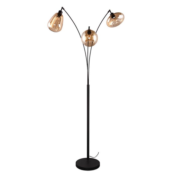 Amberkleurige vloerlamp design, Sybren, met schakelaar