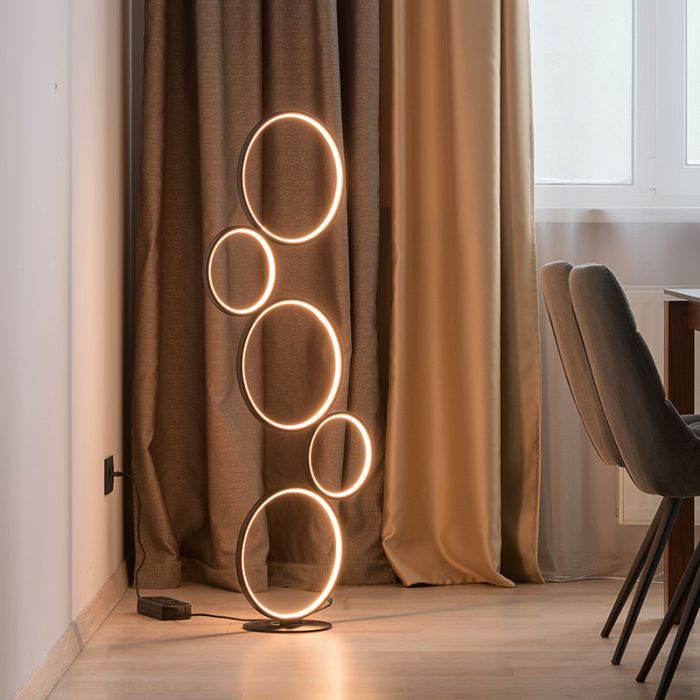Zwarte vloerlamp Robon, metaal, modern, 36 watt