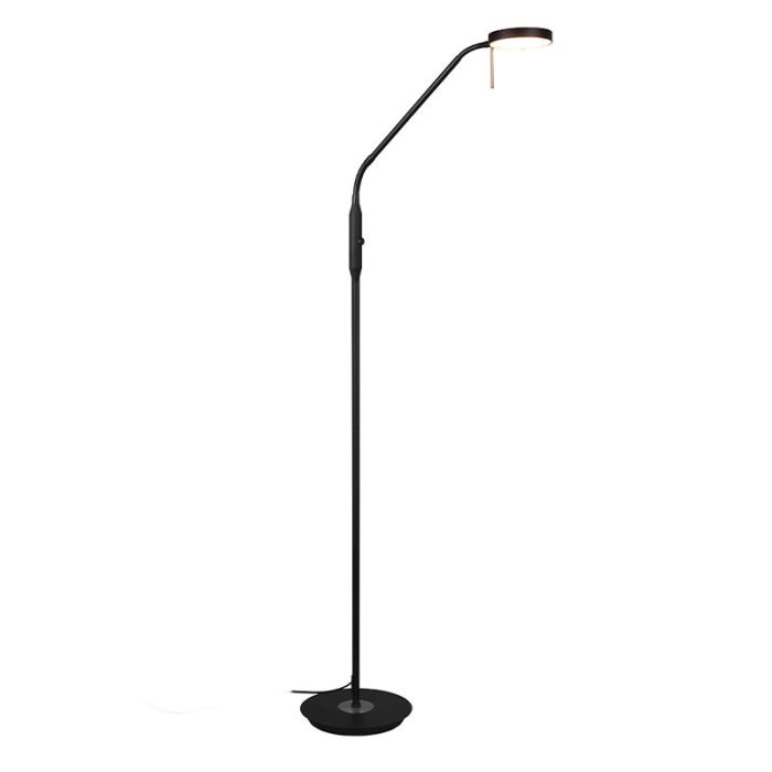 Zwarte staande leeslamp Bilge, metaal, modern, 12w, warm tot koud wit verstelbare LED
