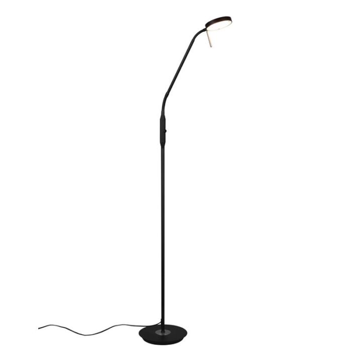 Zwarte staande leeslamp Bilge, metaal, modern, 12w, warm tot koud wit verstelbare LED
