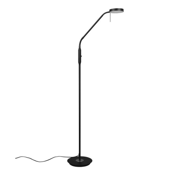 Zwarte staande leeslamp Bilge, metaal, modern, 12w, warm tot koud wit verstelbare LED