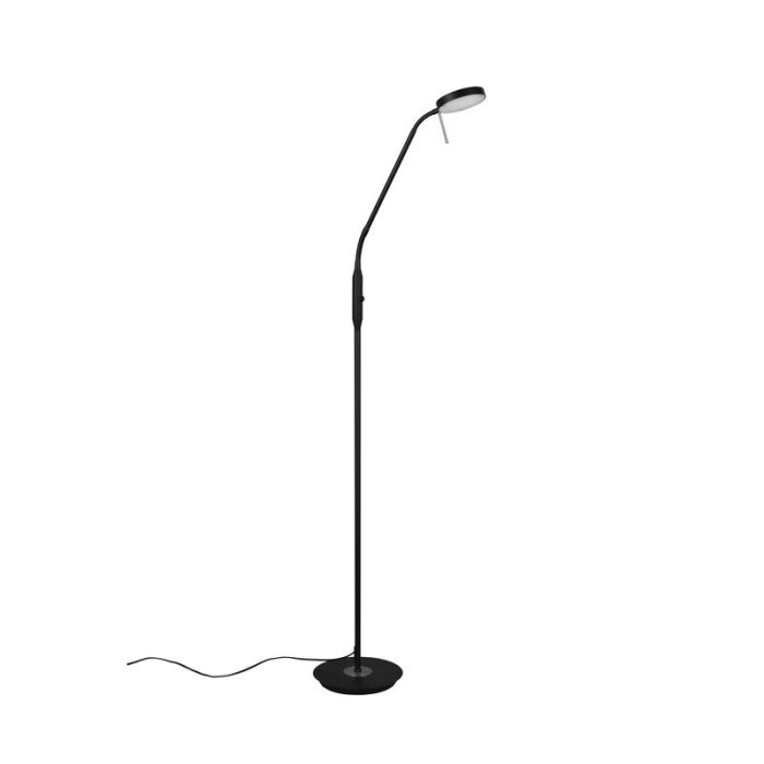 Zwarte staande leeslamp Bilge, metaal, modern, 12w, warm tot koud wit verstelbare LED