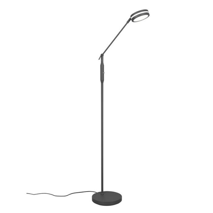 Antraciete staande leeslamp Marjon, metaal, modern, 6w, warm tot koud wit verstelbare LED