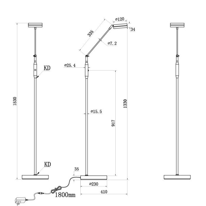 Antraciete staande leeslamp Marjon, metaal, modern, 6w, warm tot koud wit verstelbare LED