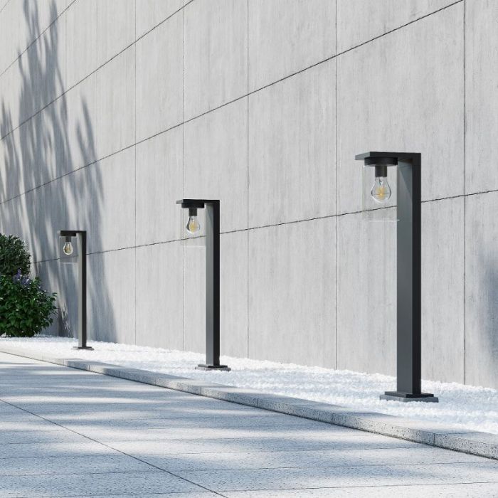 Zwarte staande buitenlamp met schemersensor modern, Yves, IP44