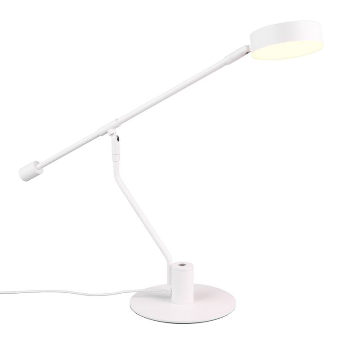 Witte tafellamp modern, Koendert, 6W, white switch LED, met touchdimmer