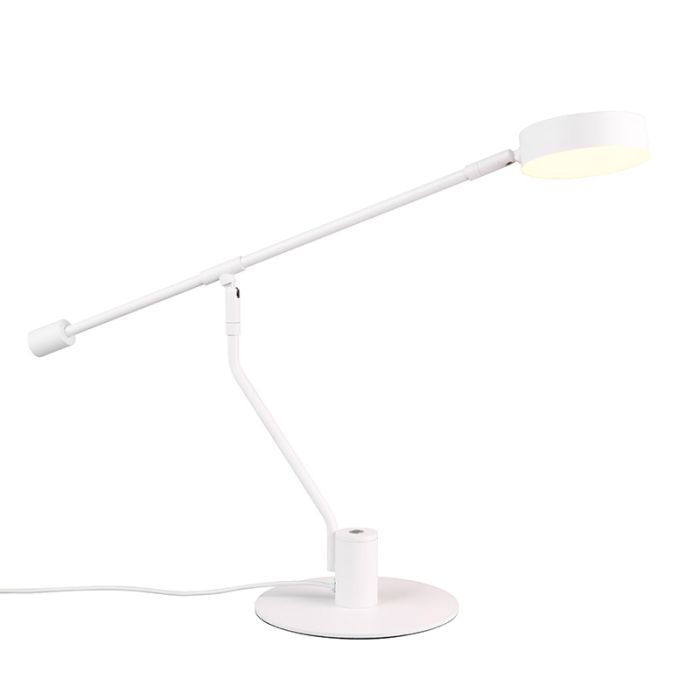 Witte tafellamp modern, Koendert, 6W, white switch LED, met touchdimmer