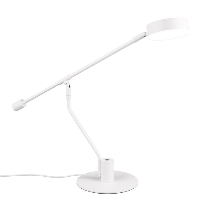Witte tafellamp modern, Koendert, 6W, white switch LED, met touchdimmer