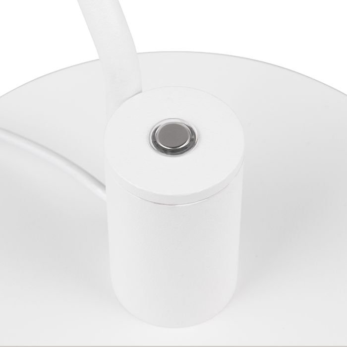 Witte tafellamp modern, Koendert, 6W, white switch LED, met touchdimmer
