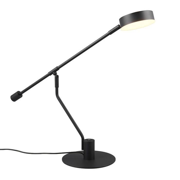 Zwarte tafellamp modern, Koendert, 6W, white switch LED, met touchdimmer