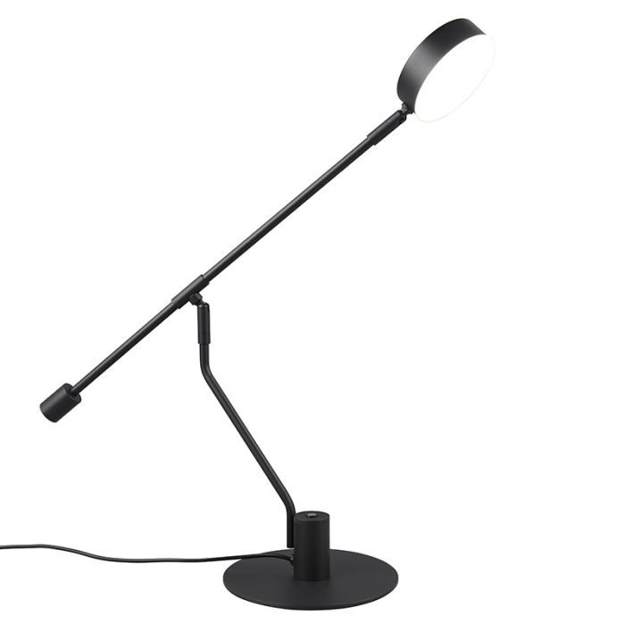Zwarte tafellamp modern, Koendert, 6W, white switch LED, met touchdimmer