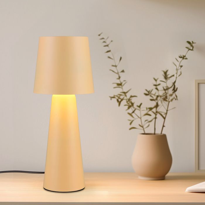 Beige tafellamp modern, Lillyam, met schakelaar