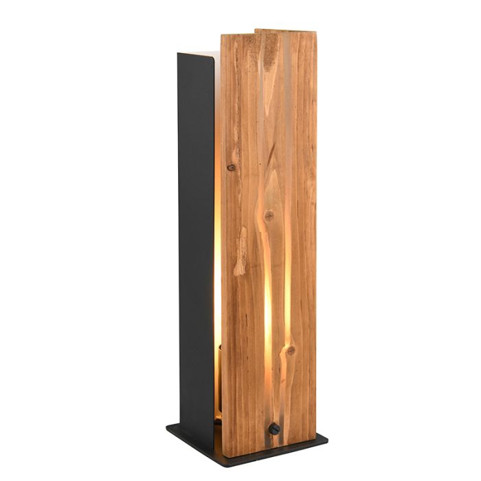 Landelijke tafellamp hout, Karijn, met schakelaar