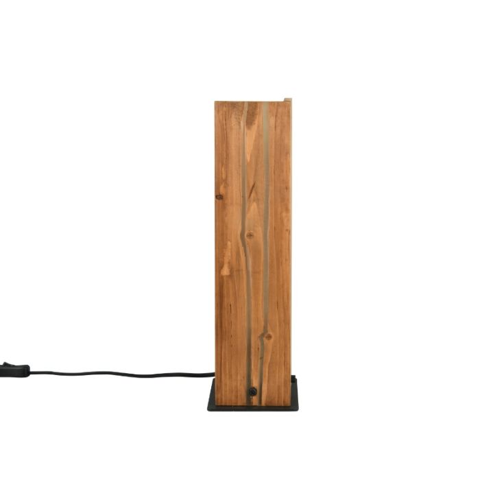 Landelijke tafellamp hout, Karijn, met schakelaar