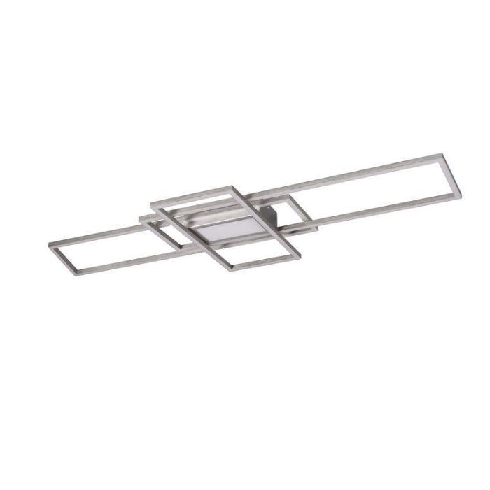 Nikkelen plafonnière modern, Retan, 60W, warm tot koud wit verstelbare LED, met afstandsbediening