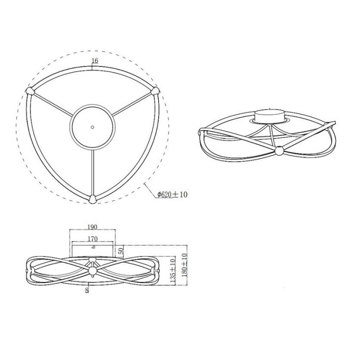 Moderne plafonniere Remy, messing, 42w geintegreerd LED