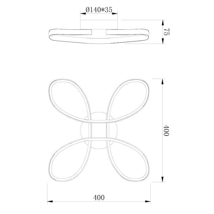 Witte plafondlamp design, Vikash, 25W, 4000K LED, 3-staps dimbaar