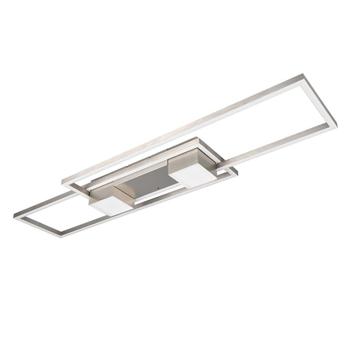 Nikkelen plafonnière design, Sohaib, 37W, warm tot koud wit verstelbare LED, 3-staps dimbaar