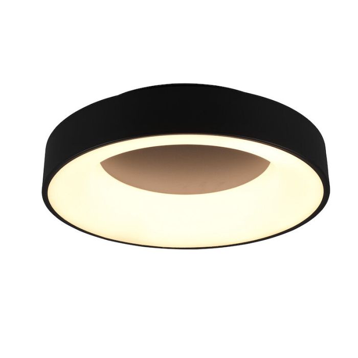 Moderne Plafonniere Jered, Zwart, 45 cm, geintegreerd LED