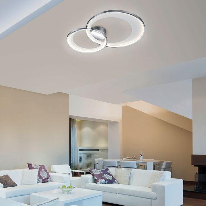 Chrome plafonniere Kendi, metaal, modern, 29 watt