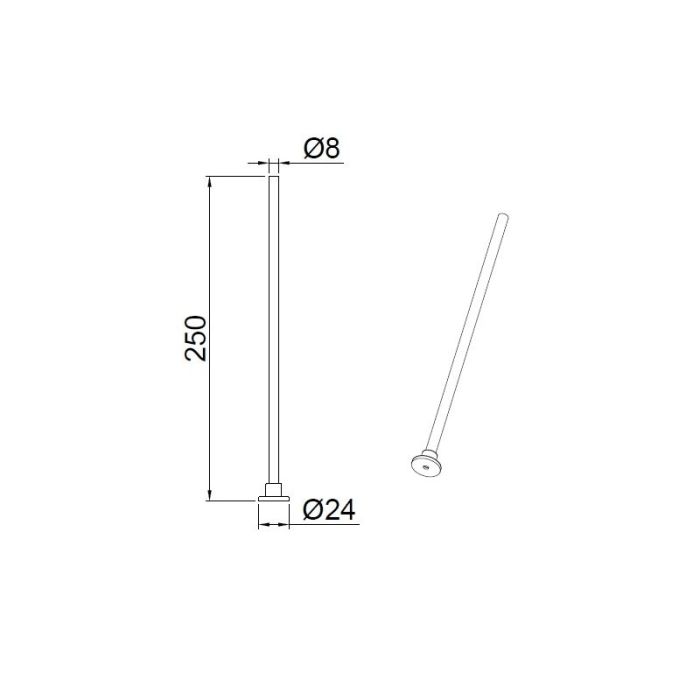 Ophangstuk 2 fase railverlichting, 25 cm, wit
