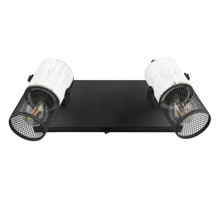 Zwarte wandspot vintage, Marjet, met schakelaar
