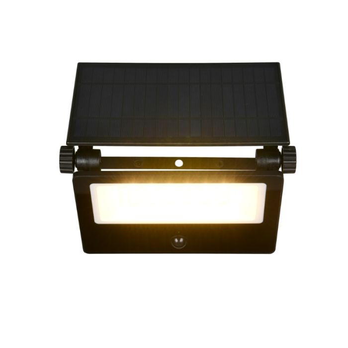 Zwarte buiten wandlamp op zonne-energie modern, Mihriban, 18W, white switch LED, IP54