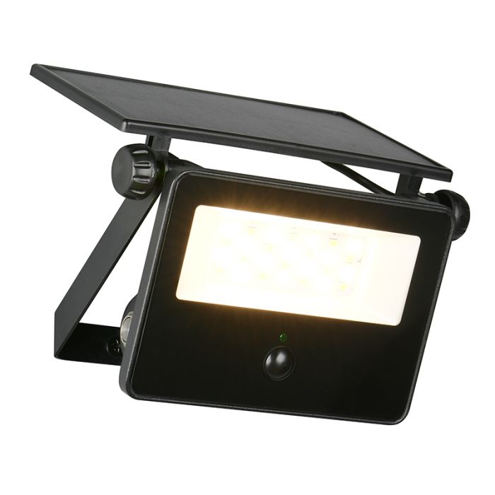 Zwarte buiten wandlamp op zonne-energie modern, Mihriban, 10W, white switch LED, IP54