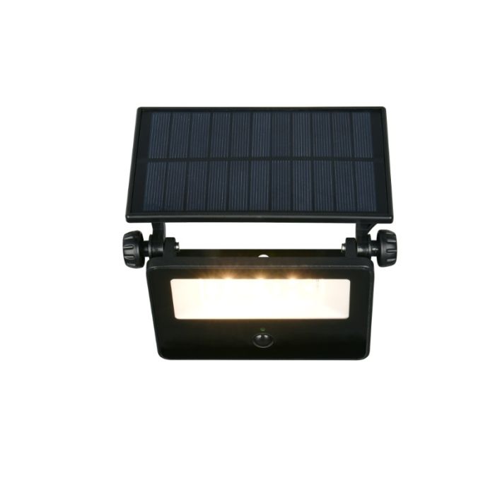 Zwarte buiten wandlamp op zonne-energie modern, Mihriban, 10W, white switch LED, IP54