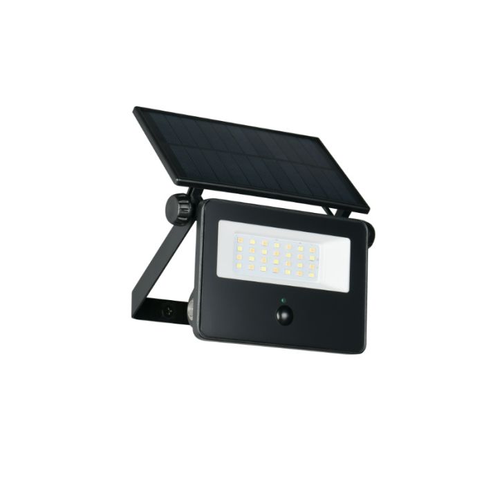 Zwarte buiten wandlamp op zonne-energie modern, Mihriban, 10W, white switch LED, IP54