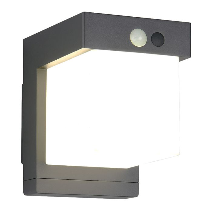 Zwarte buiten wandlamp op zonne-energie modern, Kadija, 5,5W, 4000K LED, IP44