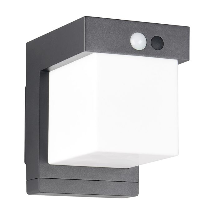 Zwarte buiten wandlamp op zonne-energie modern, Kadija, 5,5W, 4000K LED, IP44