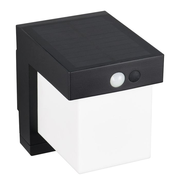 Zwarte buiten wandlamp op zonne-energie modern, Kadija, 5,5W, 4000K LED, IP44
