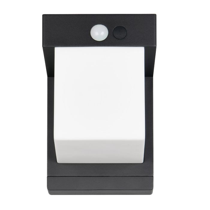 Zwarte buiten wandlamp op zonne-energie modern, Kadija, 5,5W, 4000K LED, IP44