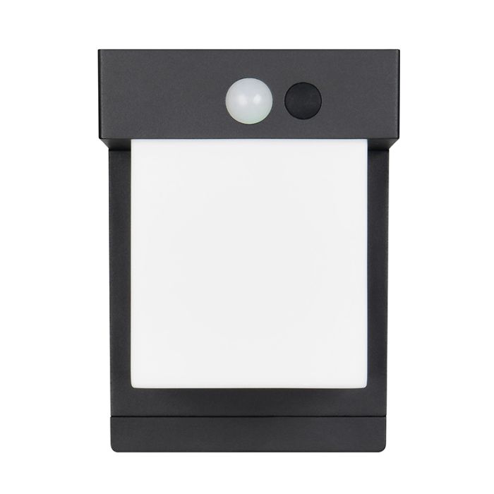 Zwarte buiten wandlamp op zonne-energie modern, Kadija, 5,5W, 4000K LED, IP44