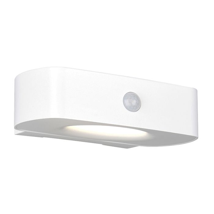 Witte buiten wandlamp op zonne-energie modern, Pytsje, 6W, 4000K LED, IP44, met schakelaar