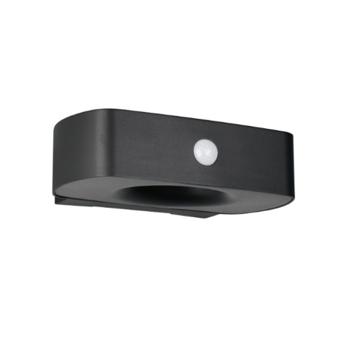 Zwarte buiten wandlamp op zonne-energie modern, Pytsje, 6W, 4000K LED, IP44, met schakelaar