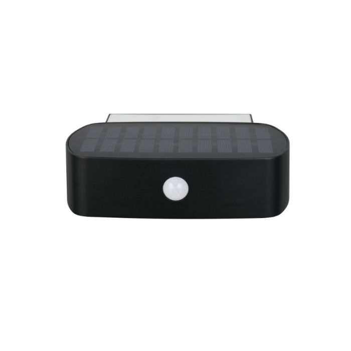 Zwarte buiten wandlamp op zonne-energie modern, Pytsje, 6W, 4000K LED, IP44, met schakelaar