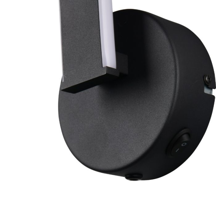 Zwarte wandlamp design, Quirinus, 11W, 4000K LED, met schakelaar