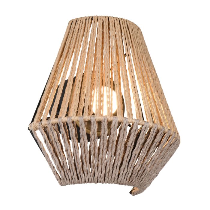 Papieren oplaadbare wandlamp bruin, Isaura, 1,5W, 3000K LED, 3-staps dimbaar