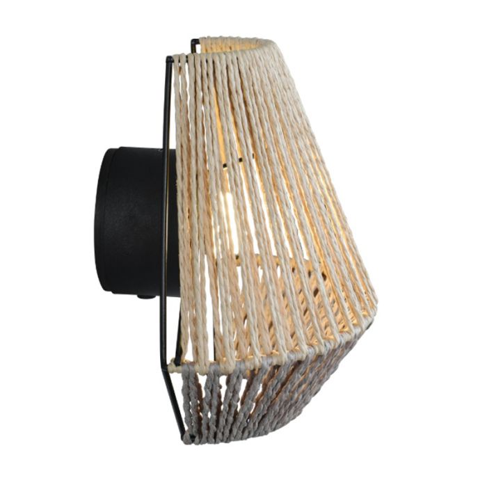 Papieren oplaadbare wandlamp bruin, Isaura, 1,5W, 3000K LED, 3-staps dimbaar
