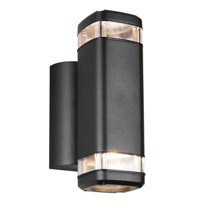 Zwarte up down wandlamp modern, Poonam, IP44