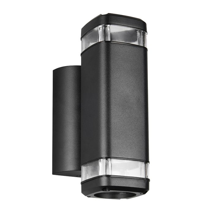 Zwarte up down wandlamp modern, Poonam, IP44