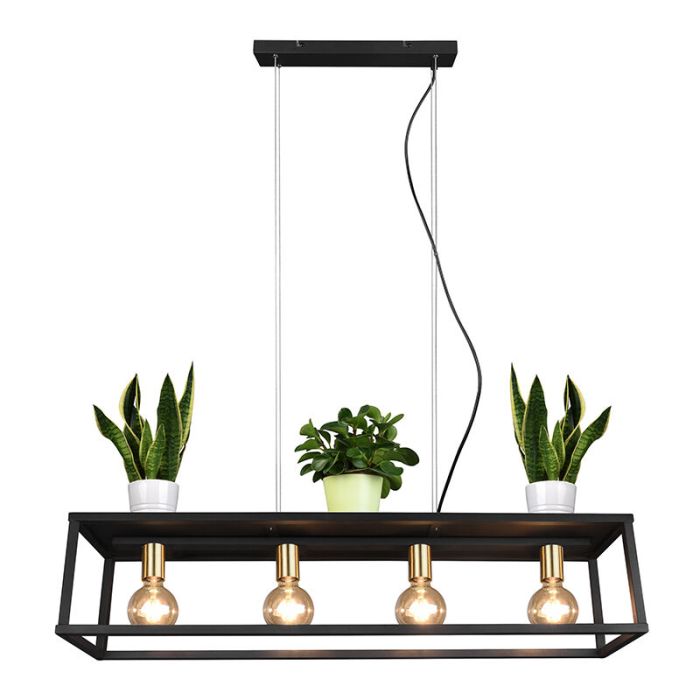 Moderne hanglamp Fabrice, zwart, metaal