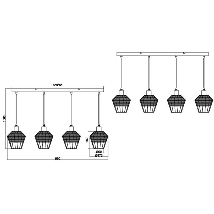 Rotan hanglamp bruin, Mirne