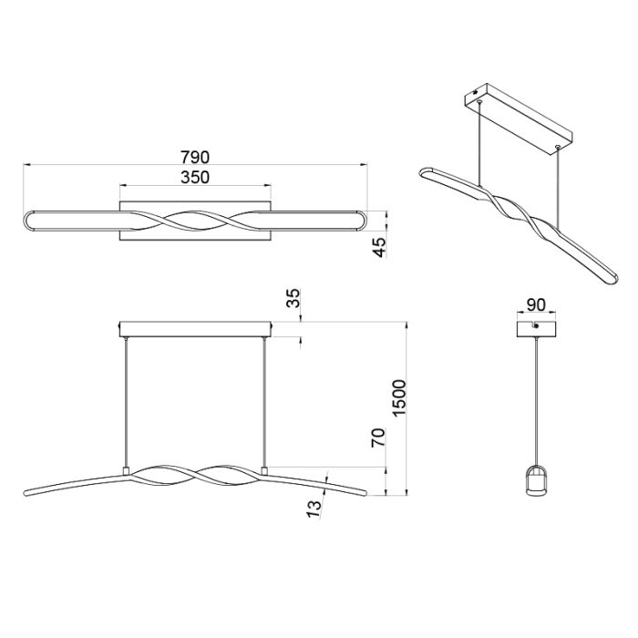 Witte hanglamp design, Quirinus, 18W, 4000K LED