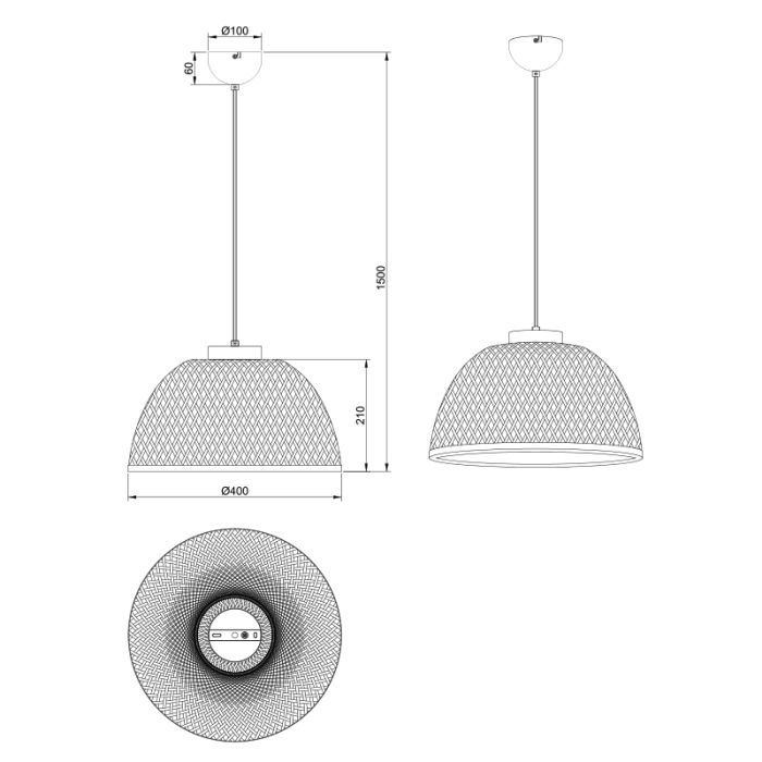 Rotan hanglamp bruin, Laut